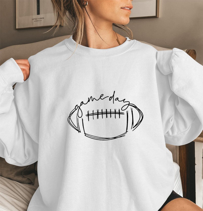Game Day Rugby Letter Printing Long Sleeve Sweater Loose Base Long Sleeve Plus Size Sweater - Image 2
