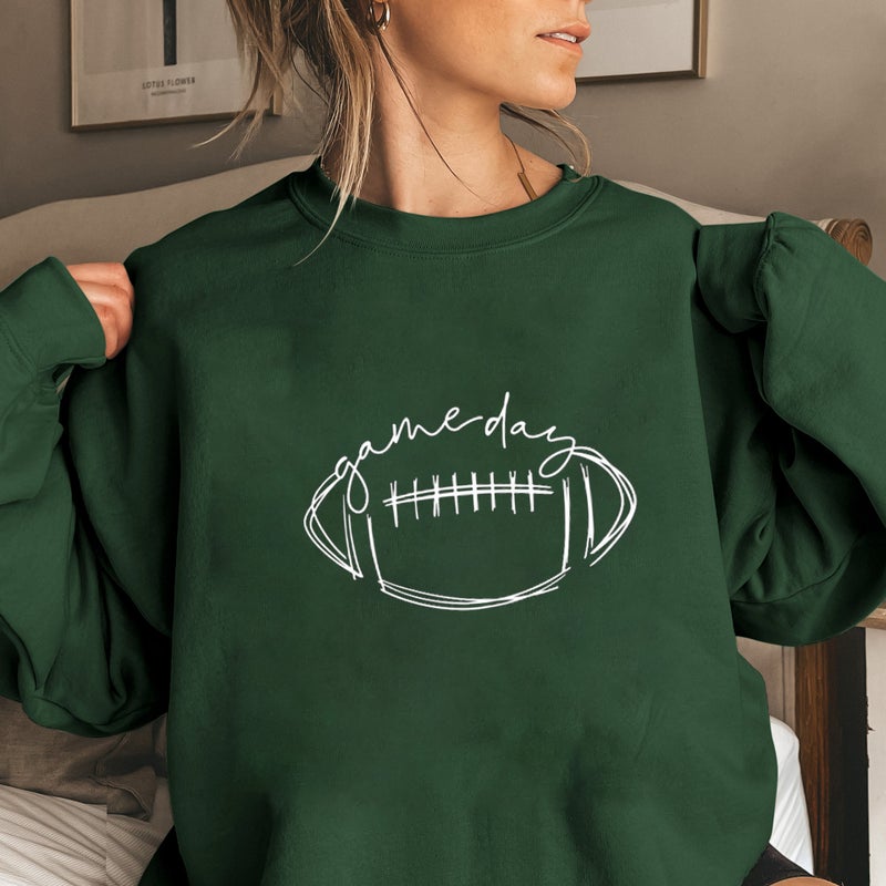 Game Day Rugby Letter Printing Long Sleeve Sweater Loose Base Long Sleeve Plus Size Sweater - Image 5