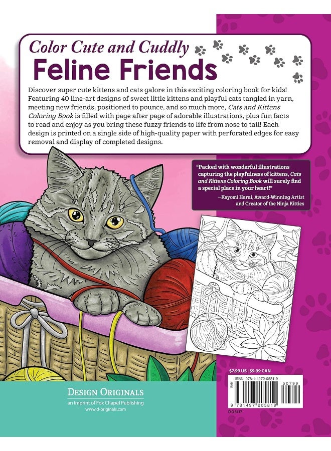 Cats and Kittens Coloring Book: Color and Learn about Tabbies, Persians, Siamese and many more Super Cute Felines! - Image 2