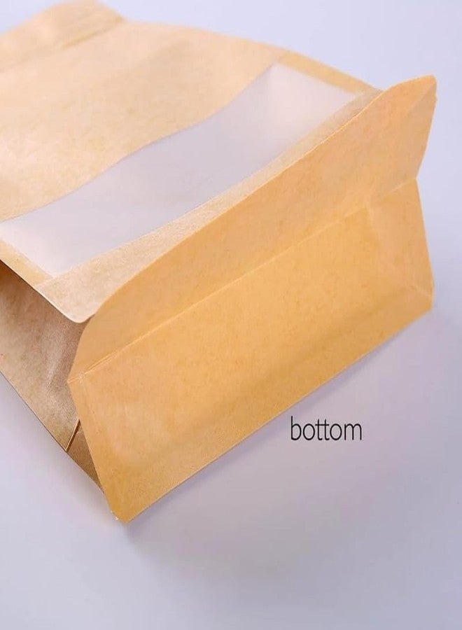 VELEXE Brown Kraft Paper Octagoan Zip Lock Stand Up Storage Pouches | 120mm*200mm | 100 Grams | Pack of 10 | Reusable & Airtight Storage Pouches with Transparent Window & Self Sealing Technology - Image 5
