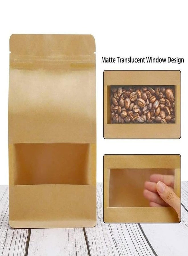 VELEXE Brown Kraft Paper Octagoan Zip Lock Stand Up Storage Pouches | 120mm*200mm | 100 Grams | Pack of 10 | Reusable & Airtight Storage Pouches with Transparent Window & Self Sealing Technology - Image 4