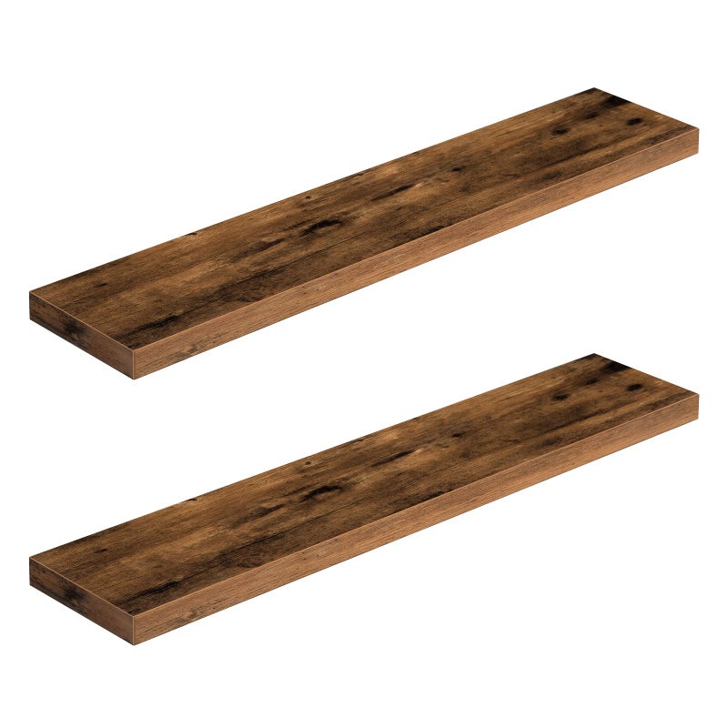 HOOBRO Floating Shelves for Wall Wall Mounted Shelf Set of 2 394 Hanging Shelf with Invisible Brackets for Wall Bathroom Bedroom Toilet Kitchen Livingroom Office Rustic Brown BF100BJP201G2