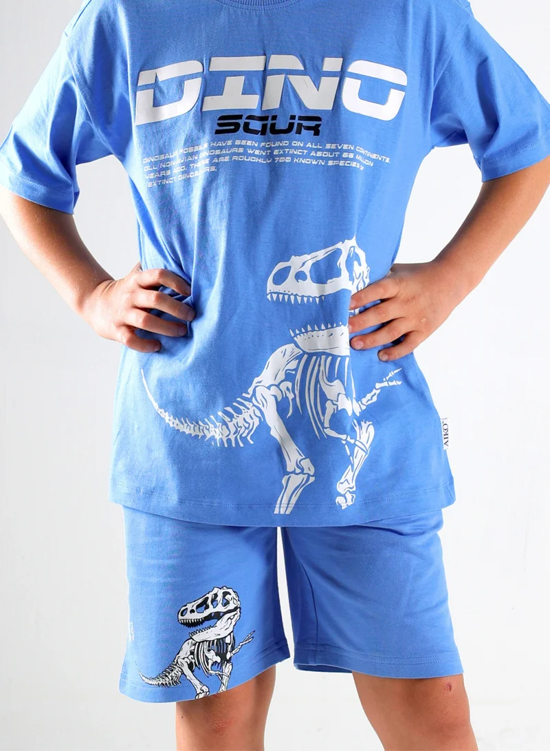 ايكو AIKO - Boys Stylish Dino Printed T-Shirt & Shorts Set