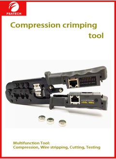 FSATECH Crimps RJ45 8P8C RJ12 RJ11 6P6C/4C/2C, RJ10 and RJ9 4P4C/2C Connectors, Strip Cut and Test Ethernet Cables w/Cable Tester  - Image 1