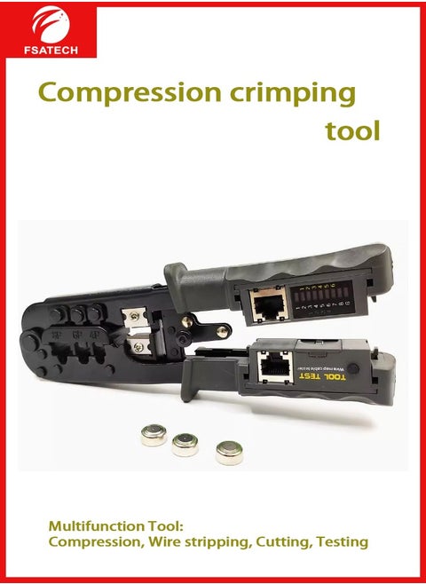 تجعيد موصلات RJ45 8P8C RJ12 RJ11 6P6C/4C/2C وRJ10 وRJ9 4P4C/2C، وكابلات إيثرنت مقطوعة واختبارها مع جهاز اختبار الكابلات