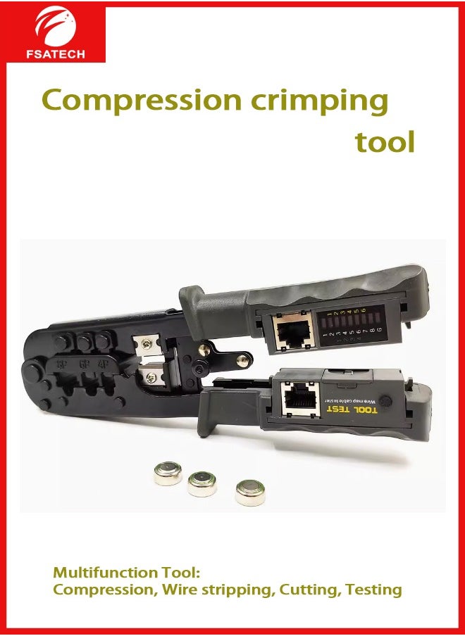 FSATECH - تجعيد موصلات RJ45 8P8C RJ12 RJ11 6P6C/4C/2C وRJ10 وRJ9 4P4C/2C، وكابلات إيثرنت مقطوعة واختبارها مع جهاز اختبار الكابلات - Image 1