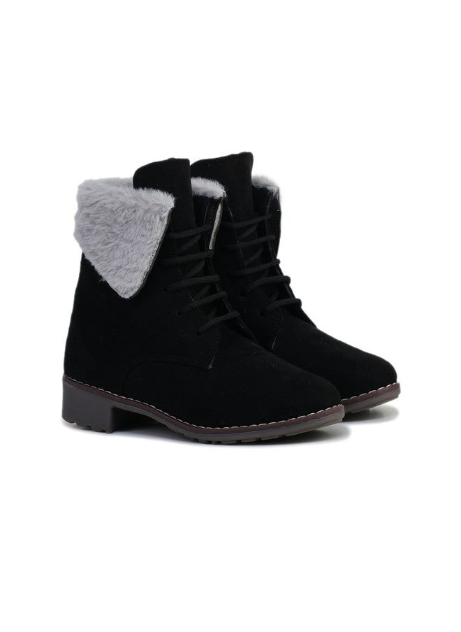 She Zone Black Regular Boots for Women - Image 2