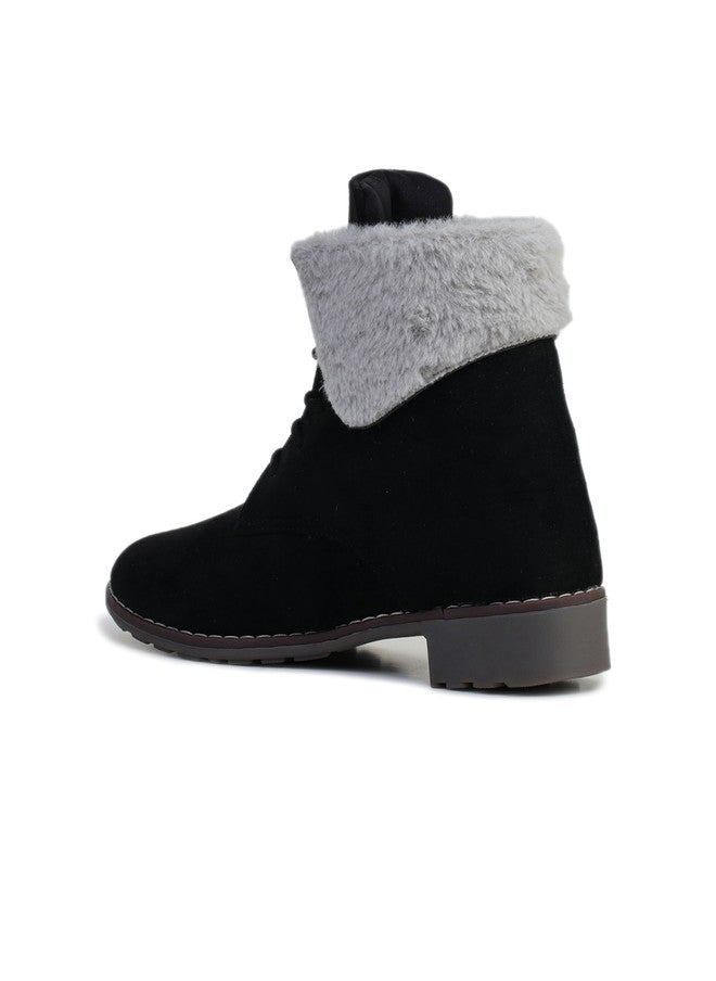 She Zone Black Regular Boots for Women - Image 3