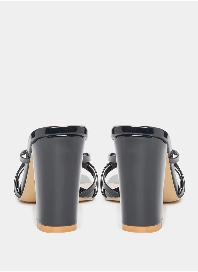 Styli Square Toe Block Heeled Sandals