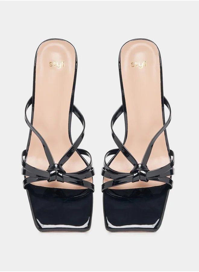 Styli Square Toe Block Heeled Sandals