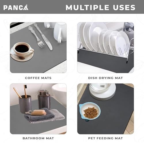 PANCA Dish Drying Kitchen Mat | Large Water Absorbent Utensil Drying Rack Mat | Anti-Slip Kitchen Accessories for Home | Organiser Mat for Sink, Dining Table & Vessel Draining (40x 60 cm) - Image 4