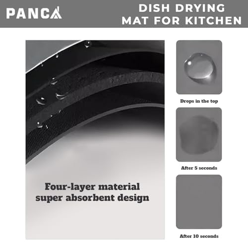 PANCA Dish Drying Kitchen Mat | Large Water Absorbent Utensil Drying Rack Mat | Anti-Slip Kitchen Accessories for Home | Organiser Mat for Sink, Dining Table & Vessel Draining (40x 60 cm) - Image 2