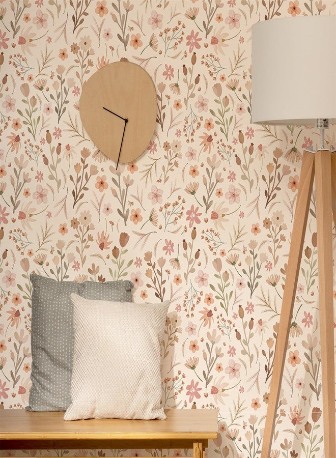 Kazova Boho Floral Wallpaper Wildflower Wallpaper Vintage Small Flower Wall Mural Stickers Peel and Stick Waterproof Contact Paper Removable Retro Watercolor Floral Wall Paper Decals for Nursery Bedroom - Image 2