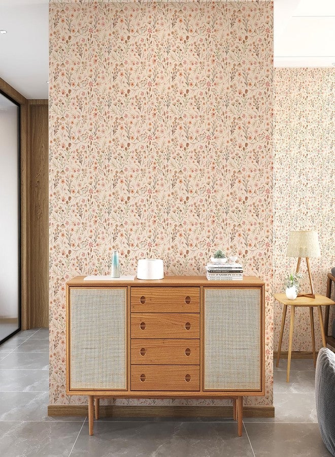 Kazova Boho Floral Wallpaper Wildflower Wallpaper Vintage Small Flower Wall Mural Stickers Peel and Stick Waterproof Contact Paper Removable Retro Watercolor Floral Wall Paper Decals for Nursery Bedroom - Image 5