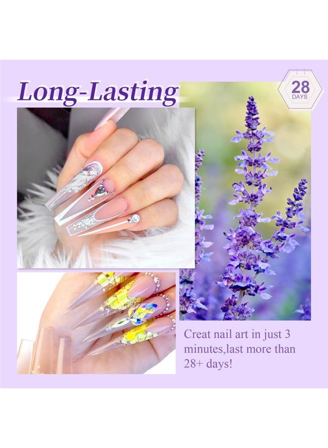 Saviland Builder Nail Gel Set - 2 Basic Colors Nail Extension Kit Clear Nude Nail Strengthen Gel with Nail Lamp Nail Brush 100 Pcs Nail Forms for Nail Thickening at Home Nail Salon, Nail Art DIY - Image 5