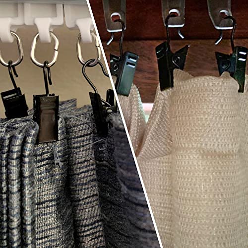 AJulyBee 50 PCS Curtain Hooks Heavy Duty Clips, Stainless Steel Shower Curtain Clip with Hook for Vendor Display Supplies, Home Decoration, Hanging Photos, Art Craft Display (Black) - Image 4