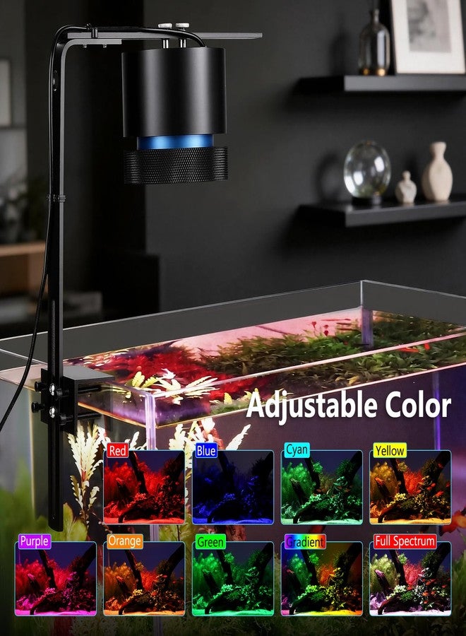 fishkeeper Aquarium Clip-On Stream Light with Auto Time Sync & 24/7, Full Spectrum LED Fish Tank Lights with 9 Colors, Set Any Timer & 1-100% Dimming, Adjustable Clamp, for Freshwater Plants Tanks 60W - Image 4