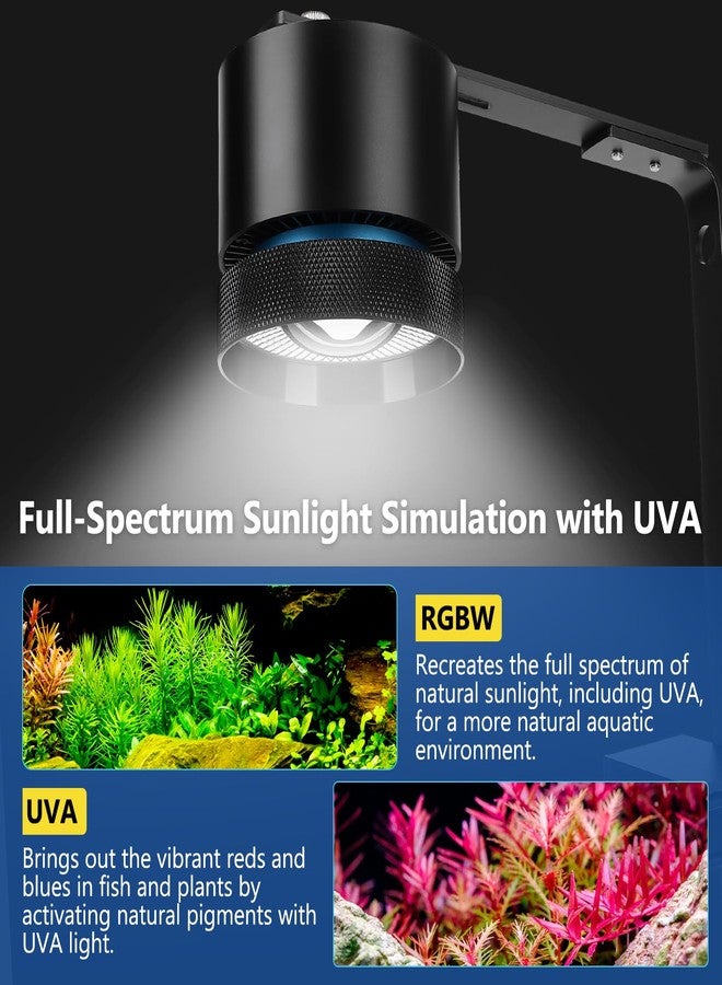 fishkeeper Aquarium Clip-On Stream Light with Auto Time Sync & 24/7, Full Spectrum LED Fish Tank Lights with 9 Colors, Set Any Timer & 1-100% Dimming, Adjustable Clamp, for Freshwater Plants Tanks 60W - Image 5