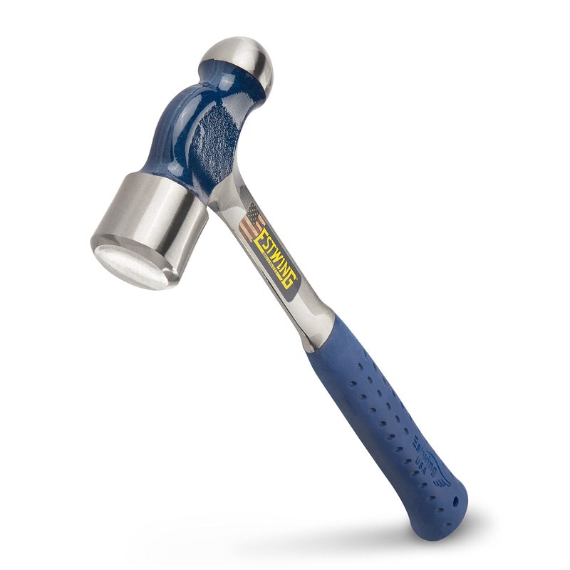 ESTWING Ball Peen Hammer 24 oz Metalworking Tool with Forged Steel Construction Shock Reduction Grip E324BP