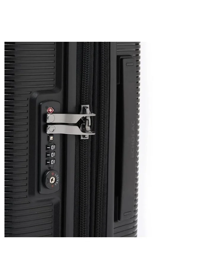 Echolac Forza 75cm Hardcase Expandable 4 Double Wheel Cabin Luggage Trolley - Black