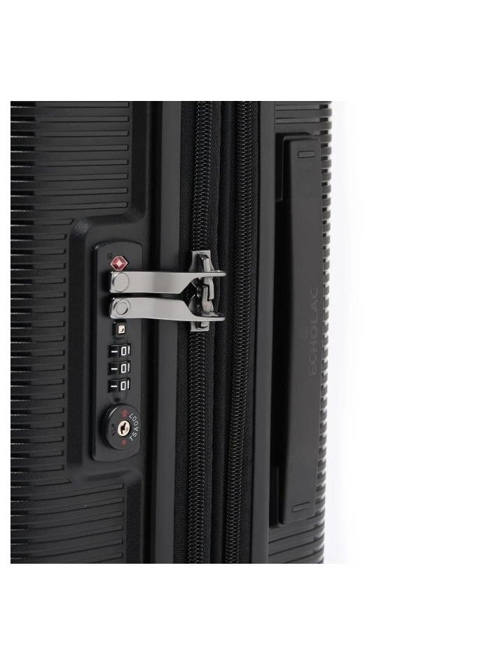 Echolac - Forza 75cm Hardcase Expandable 4 Double Wheel Cabin Luggage Trolley - Black - Image 1