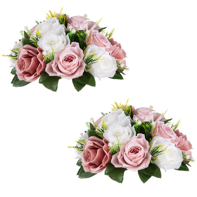 Inweder Flower Balls for Centerpieces - 2 Pcs Rose Balls Artificial Flowers  Dusty Rose Fake Flower Ball Kissing Ball  Pink Floral  Wedding Flowers Bouquets Arrangement for Party  Valentine's Day  Home Decor - Image 1
