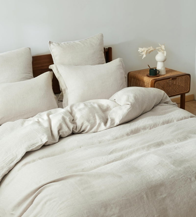 King Linens 100% French Linen Pillow Shams Basic Style - Pack of 2 - Washed Solid Color Natural Flax Soft Breathable - Linen, 20'' x 36'' - Image 5