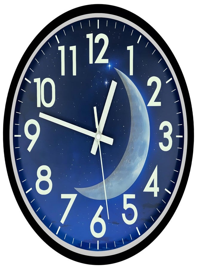 JoFomp LED Light Up Wall Clock, 12 Inch Silent Glow in Dark, Blue Moon Night Light for Living Room Decor, Sound Control for Bedroom - Image 3