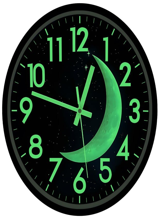 JoFomp LED Light Up Wall Clock, 12 Inch Silent Glow in Dark, Blue Moon Night Light for Living Room Decor, Sound Control for Bedroom - Image 2