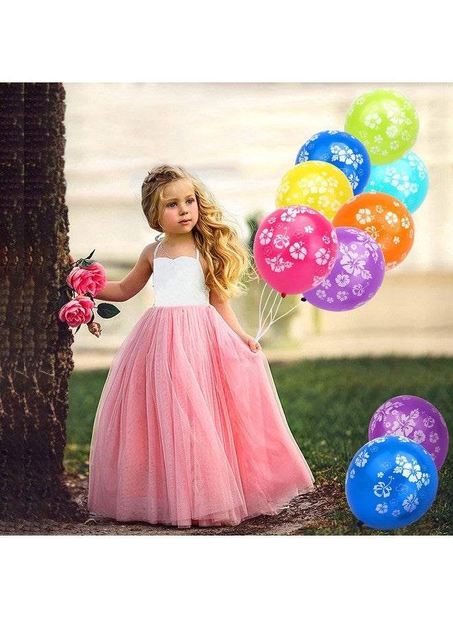 HOWAF 35 Pcs Hawaiian Balloons Hibiscus Flower Printed Latex Balloons Multicoloured Hawaiian Theme Tropical Party Decorations for Luau Tiki Aloha Beach Summer Birthday Party Decoration Supplies - Image 5