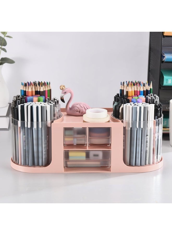Kidle Rotating Desk Organizer with 2 Pen Holder, Desk Organizers and Accessories with 10 Slots Pencil Holder for Desk + 3 Drawer, Art Supply Storage Box Caddy for Office School Home  - Image 2