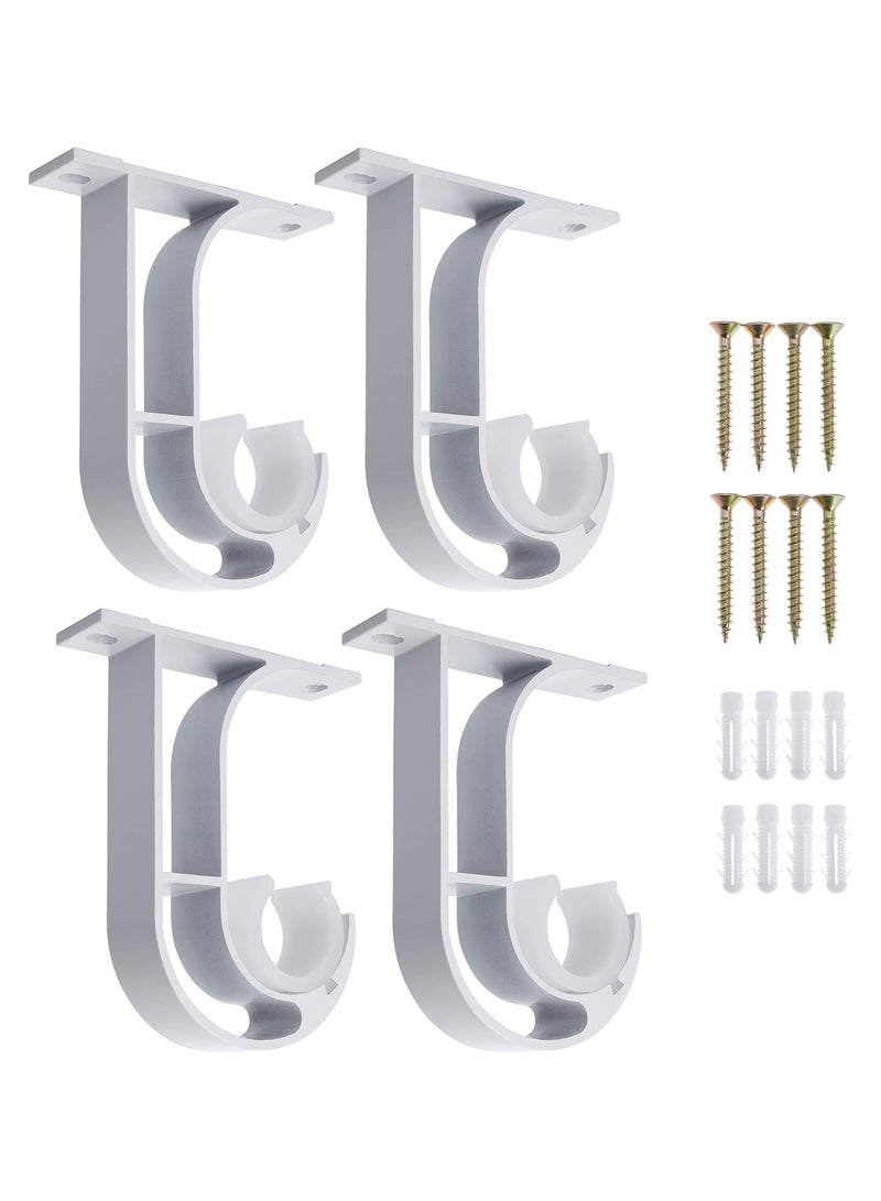 Curtain 4 pcs Rod Bracket Ceiling Mount Bracket Aluminum Alloy Closet Rod Bracket with Plastic Buckle - Image 1
