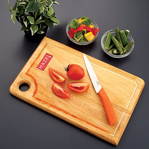 HAZEL Chopping Board Wooden for Kitchen | Neem Wood Vegetable Chopping Board | Reactangle Shape Thick Wooden Cutting Board, 11 x 16 Inch (40.8 x 28.2 cm) - Image 2