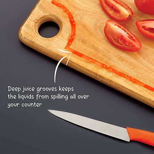 HAZEL Chopping Board Wooden for Kitchen | Neem Wood Vegetable Chopping Board | Reactangle Shape Thick Wooden Cutting Board, 11 x 16 Inch (40.8 x 28.2 cm) - Image 5