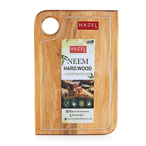 HAZEL Chopping Board Wooden for Kitchen | Neem Wood Vegetable Chopping Board | Reactangle Shape Thick Wooden Cutting Board, 11 x 16 Inch (40.8 x 28.2 cm) - Image 1