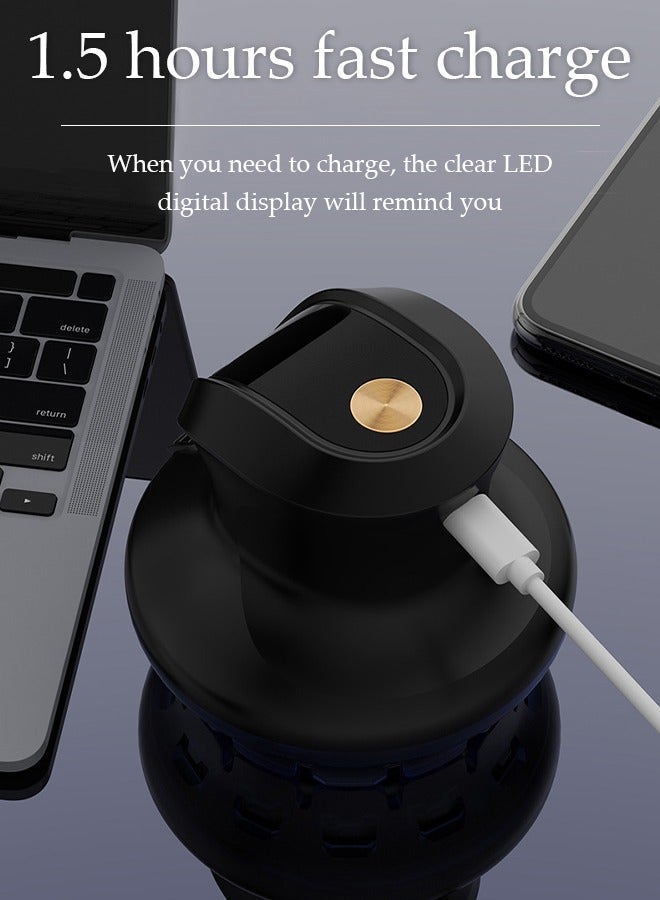 DUNISO Electric hair clipper, fully self-service UFO hair clipper, with two limited combs, intelligent LED LCD display screen, 360 degree surround blade, available for adults, black - Image 5