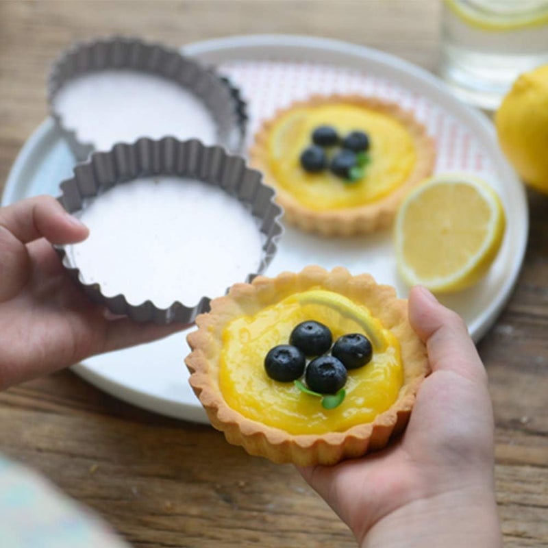 Webake 4 Inch Mini Tart Pan Set of 6, Non-Stick Small Tart Mold Quiche Pans with Removable Bottom Mini Tart Tins - Image 5