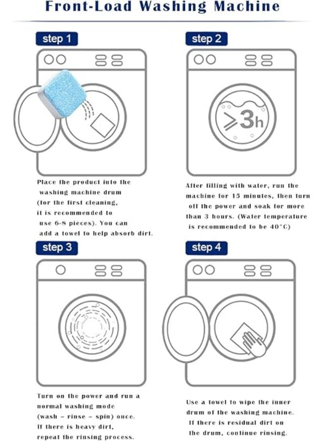 Generic valueable 1 12 Washing Machine Cleaning Tablets - Deep Cleaning and Removal of Odors and Built-Up Residue - Helps Clean the Washing Machine Drum from Usage Residue - Suitable for Regular Washing Machine Care - Image 4