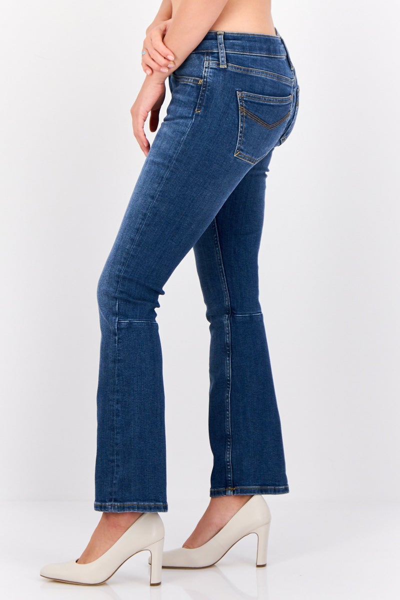 ESPRIT Women Bootcut Fit Washed Stretchable Jeans, Blue - Image 2