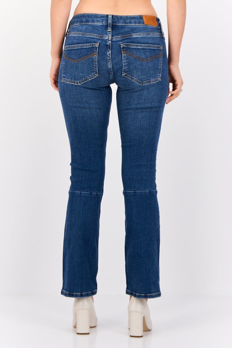 ESPRIT Women Bootcut Fit Washed Stretchable Jeans, Blue - Image 3