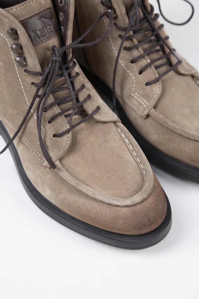 Krahe Dante Men's Genuine Leather Lace-up Zippered Mink Boots - Image 5