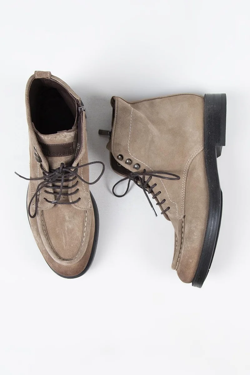 Krahe Krahe Dante Men's Genuine Leather Lace-up Zippered Mink Boots