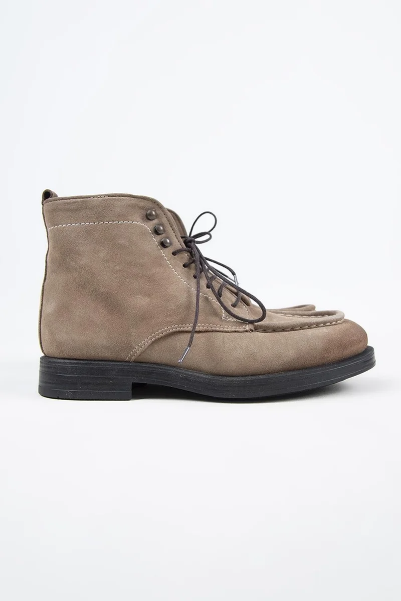 Krahe Krahe Dante Men's Genuine Leather Lace-up Zippered Mink Boots