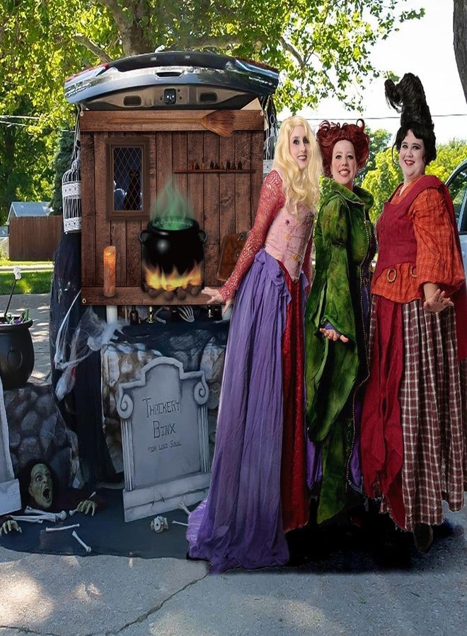 هاوريكس لافتة سيارة Haooryx Halloween Trunk Or Treat - خلفية كتاب تعويذات وعاء الساحرات، قوس سيارة، ديكور مرآب خارجي، ديكور صندوق السيارة أو الحلوى للسيارات، سيارات الدفع الرباعي، ديكور حفلة الهالوين في الهواء الطلق، ديكور منزل مسكون - Image 4