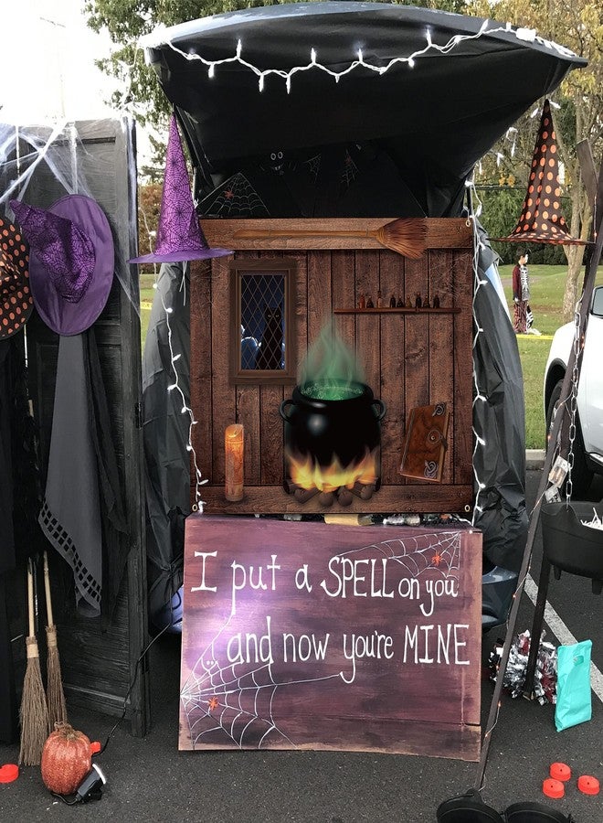هاوريكس لافتة سيارة Haooryx Halloween Trunk Or Treat - خلفية كتاب تعويذات وعاء الساحرات، قوس سيارة، ديكور مرآب خارجي، ديكور صندوق السيارة أو الحلوى للسيارات، سيارات الدفع الرباعي، ديكور حفلة الهالوين في الهواء الطلق، ديكور منزل مسكون - Image 5