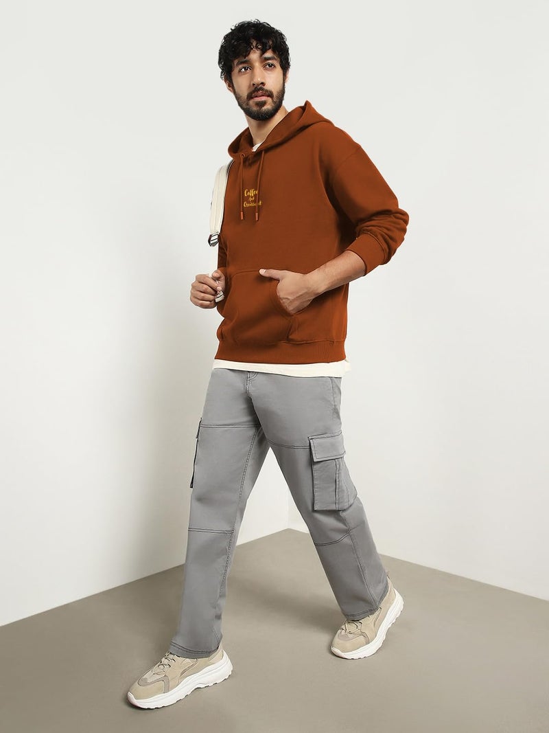 NOBERO Men Oversized Fit Oversized Hooded Sweatshirt(1M-TWRH-C1396-MO3_Mocha Bisque_M) - Image 4