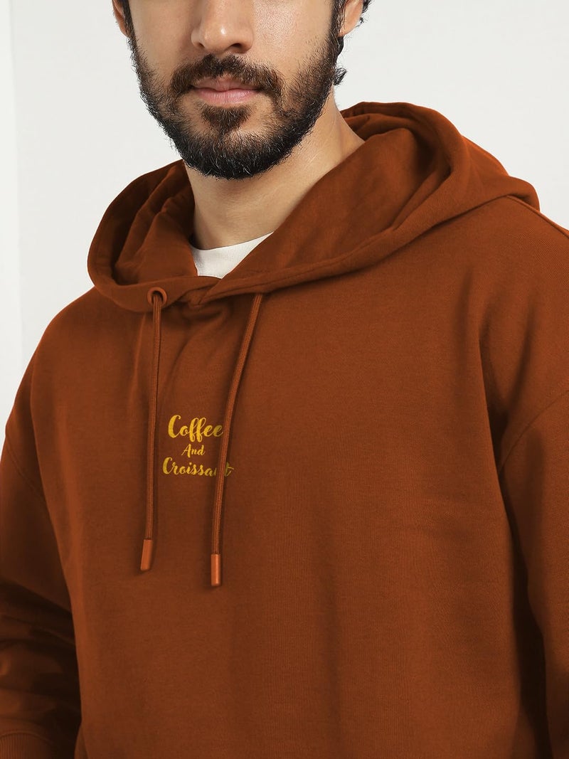 NOBERO Men Oversized Fit Oversized Hooded Sweatshirt(1M-TWRH-C1396-MO3_Mocha Bisque_M) - Image 5
