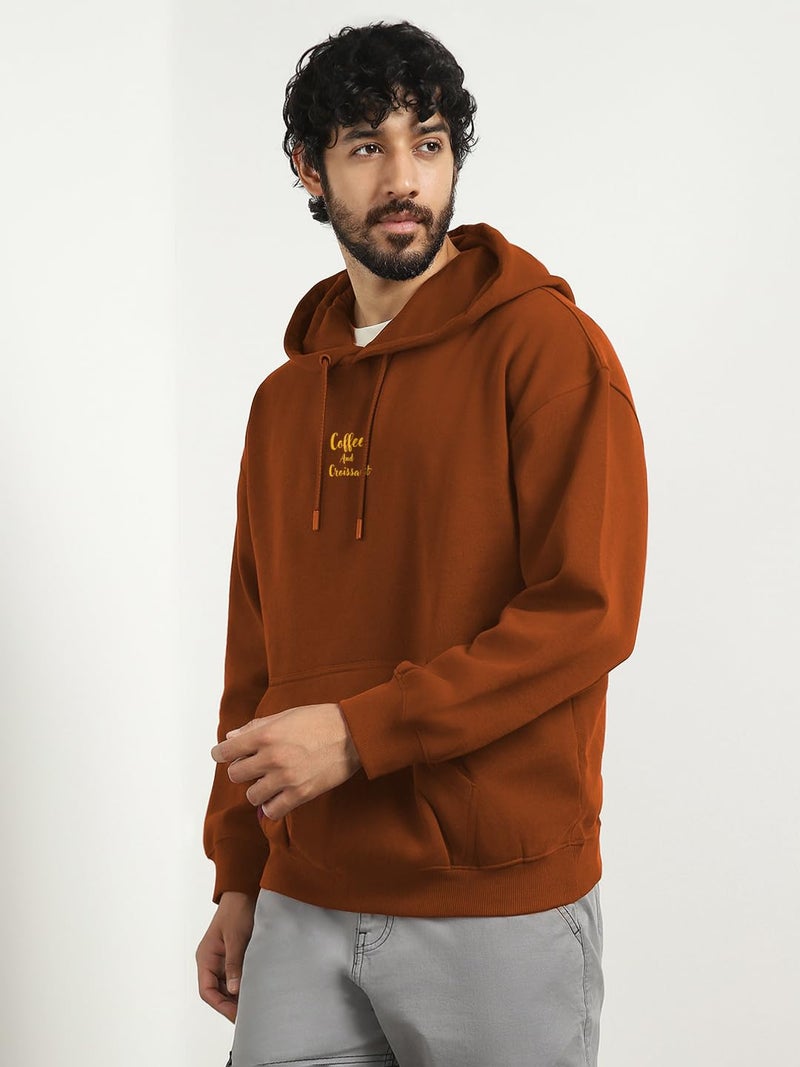 NOBERO Men Oversized Fit Oversized Hooded Sweatshirt(1M-TWRH-C1396-MO3_Mocha Bisque_M) - Image 2