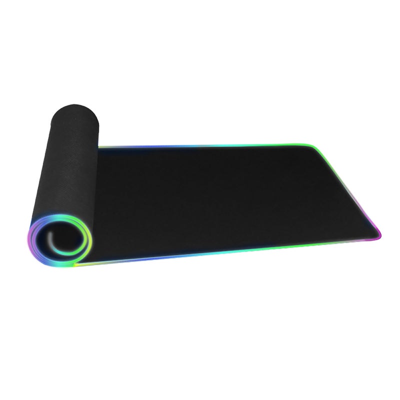 مضخم ألعاب LED RGB - سطح ناعم من النسيج الدقيق الكبير بحجم 31.5 × 11.8 إنش، زر واحد يعمل مع 14 وضعًا للإضاءة الخلفية، قاعدة مطاطية لمنع الانزلاق لأجهزة سطح المكتب المحمولة لألعاب الكمبيوتر - Image 5