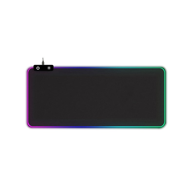 مضخم ألعاب LED RGB - سطح ناعم من النسيج الدقيق الكبير بحجم 31.5 × 11.8 إنش، زر واحد يعمل مع 14 وضعًا للإضاءة الخلفية، قاعدة مطاطية لمنع الانزلاق لأجهزة سطح المكتب المحمولة لألعاب الكمبيوتر - Image 1